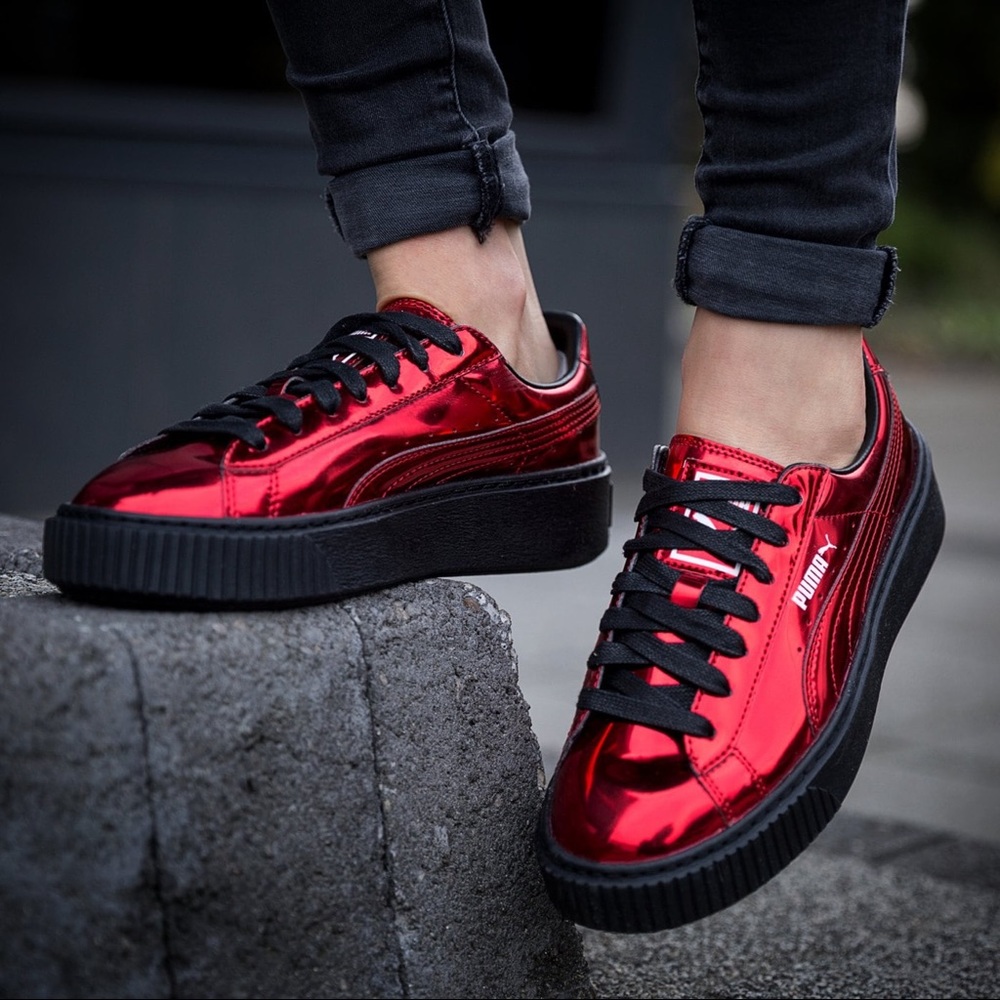 PUMA BASKET PLATFORM METALLIC RED SNEAKER